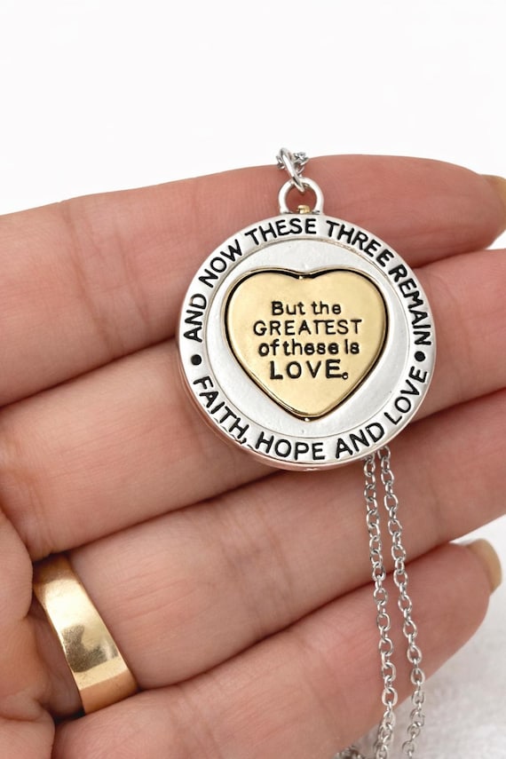 Faith Hope Love Necklace Bible Verse Jewelry 1 Corinthians 13:13 Christian Gift for Women Encouragement Gifts, Mothers Day Gift