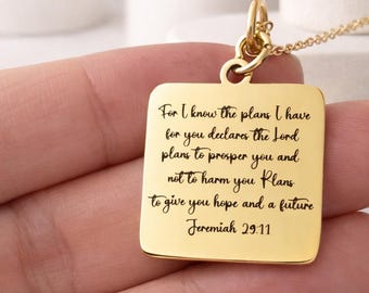 Jeremiah 29:11 Necklace, Christian Gift for Women, Faith Jewelry, Bible Verse Necklace, Inspirational Gift, Mothers Day Gift God Has a Plan