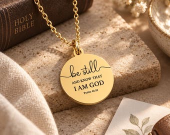 Be Still and Know Necklace | Psalm 46:10 Necklace | Christian Necklace | Bible Verse Jewelry | Faith Jewelry | Christian Gift for Women