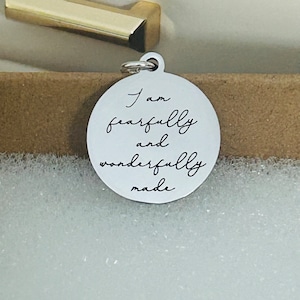 I am Fearfully and Wonderfully made Silver bible verse Necklace, Christian Gifts, Scripture Jewelry, gifts for Mom, Psalm 139:1