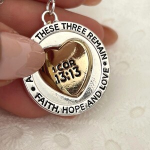 Faith Hope Love Necklace Bible Verse Jewelry 1 Corinthians 13:13 Christian Gift for Women Encouragement Gifts, Mothers Day Gift image 8