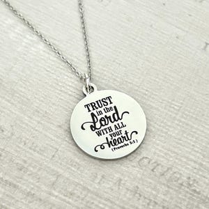 Trust in The Lord with all your heart scripture necklace, Proverbs 3:5, Christian Gifts, bible Jewelry, motivational gift, Gifts for Mom