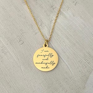 Fearfully Wonderfully Made Necklace: 14k Gold Christian Gift