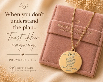 Trust in the Lord Necklace Proverbs 3:5-6 | Christian Gift for Women | Bible Verse Jewelry | Faith Necklace Gold | Inspirational Gift