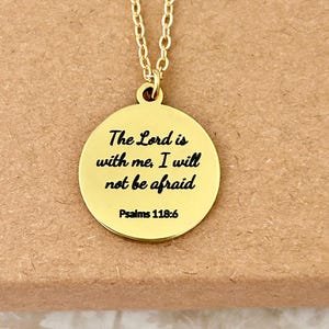 The Lord Is With Me I Will Not Be Afraid, Psalm 118:6, Christian Gifts, Bible Verse Gifts, Scripture Quote Necklace, Religious Quote Jewelry