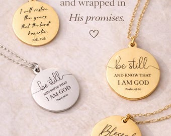 Aangepaste ketting met bijbelvers, gepersonaliseerd christelijk cadeau voor haar, geloofssieraden, aanmoedigingscadeau, doopcadeau