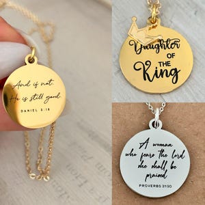 Custom Bible Verse Necklace, Scripture Jewelry, Personalized Christian Gifts, Baptism Affirmation Necklace, Motivational Gift for Her
