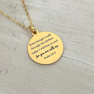 Psalm 23 Bible Verse Necklace: Engraved Christian Jewelry