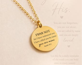 Fear Not Necklace Isaiah 43:1 | Christian Gift for Women | Bible Verse Jewelry | Faith Necklace | Encouragement Gift | Inspirational Pendant