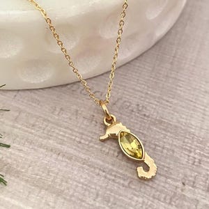 Dainty Gold Seahorse Necklace, Summer Jewelry, Beach Gift, Sea Charms, Minimalist, handmade Ocean inspired