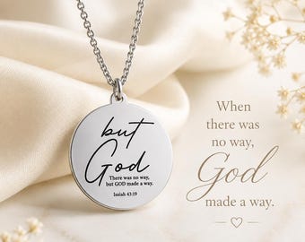 Engraved "But God" Stainless Steel Necklace, Christian Gift God made a way