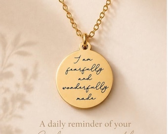 Fearfully and Wonderfully Made Necklace, Psalm 139:14 Jewelry, Christian Gift for Women, Inspirational Bible Verse Necklace, Faith Jewelry