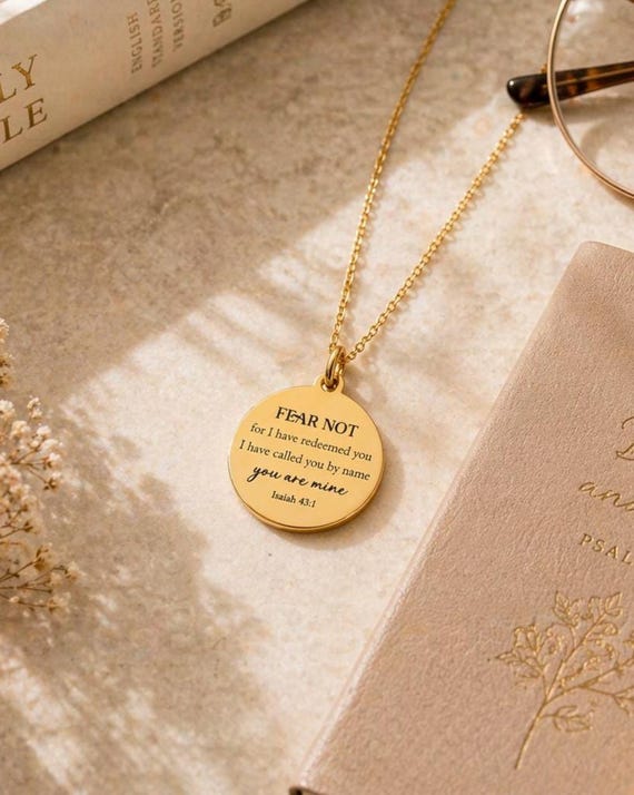 Fear Not Necklace Isaiah 43:1 | Christian Gift for Women | Bible Verse Jewelry | Faith Necklace | Encouragement Gift | Inspirational Pendant