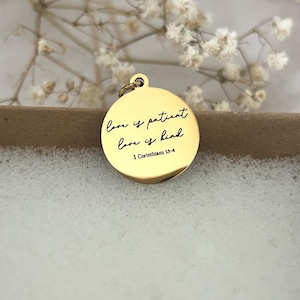 Love is Patient Love is Kind Bible Verse Necklace, Christian Gifts, Scripture Jewelry, Wedding Gift, Gifts for Mom, Love Necklace, Birthday