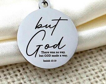 Engraved "But God" Stainless Steel Necklace, Christian Gift God made a way