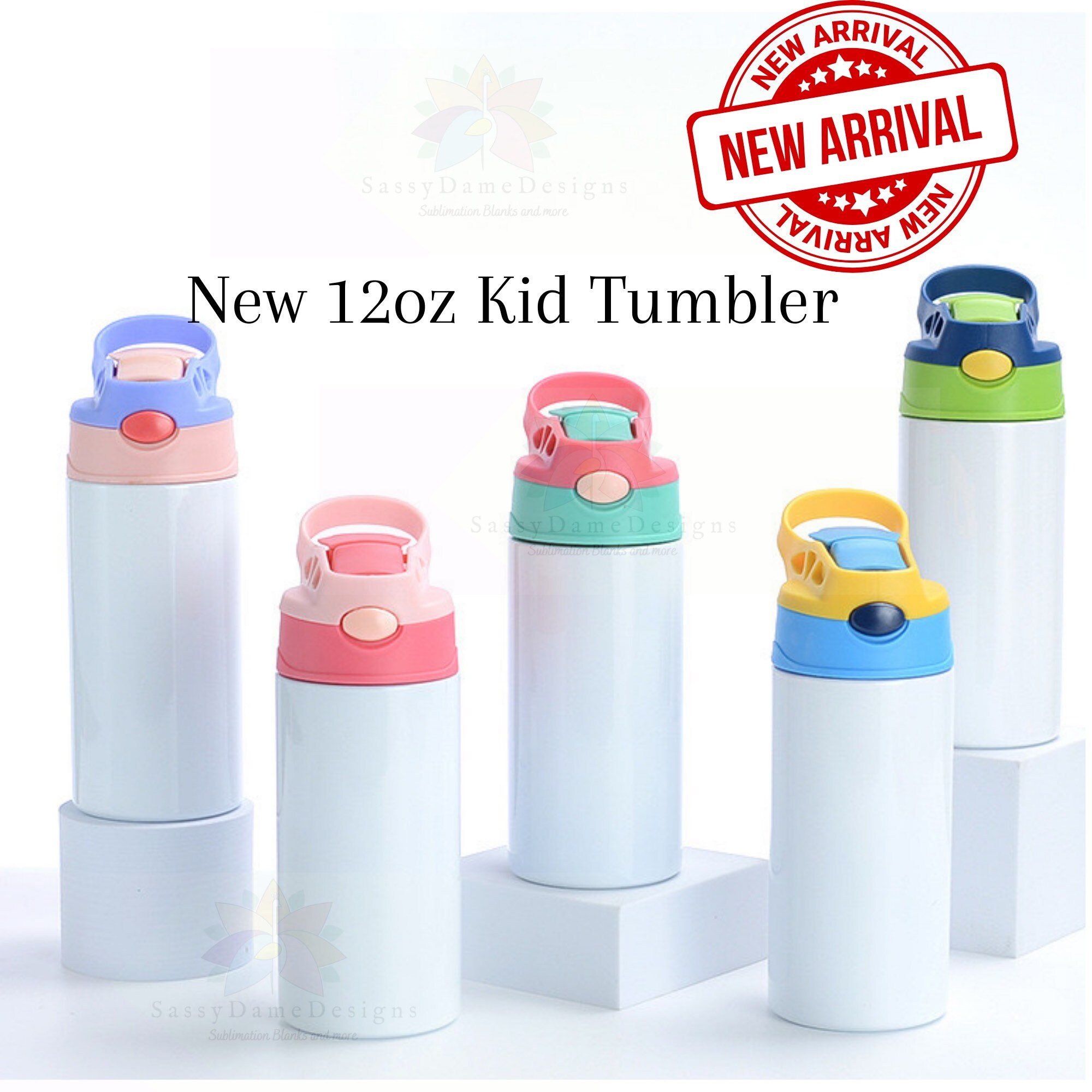 5-Pack Deal! 12 oz. STRAIGHT Sublimation Kids Sip Lid Tumblers