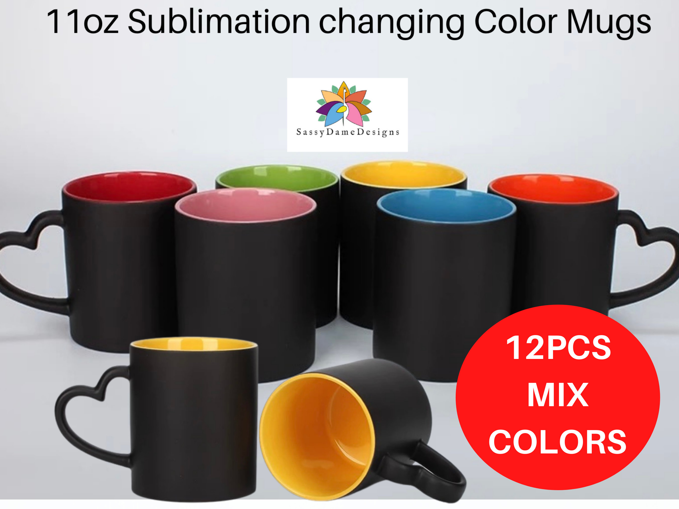 12pcs Sublimation Coffee Mugs Blanks, 11oz Two Tone Color, 12 Color to  Choose