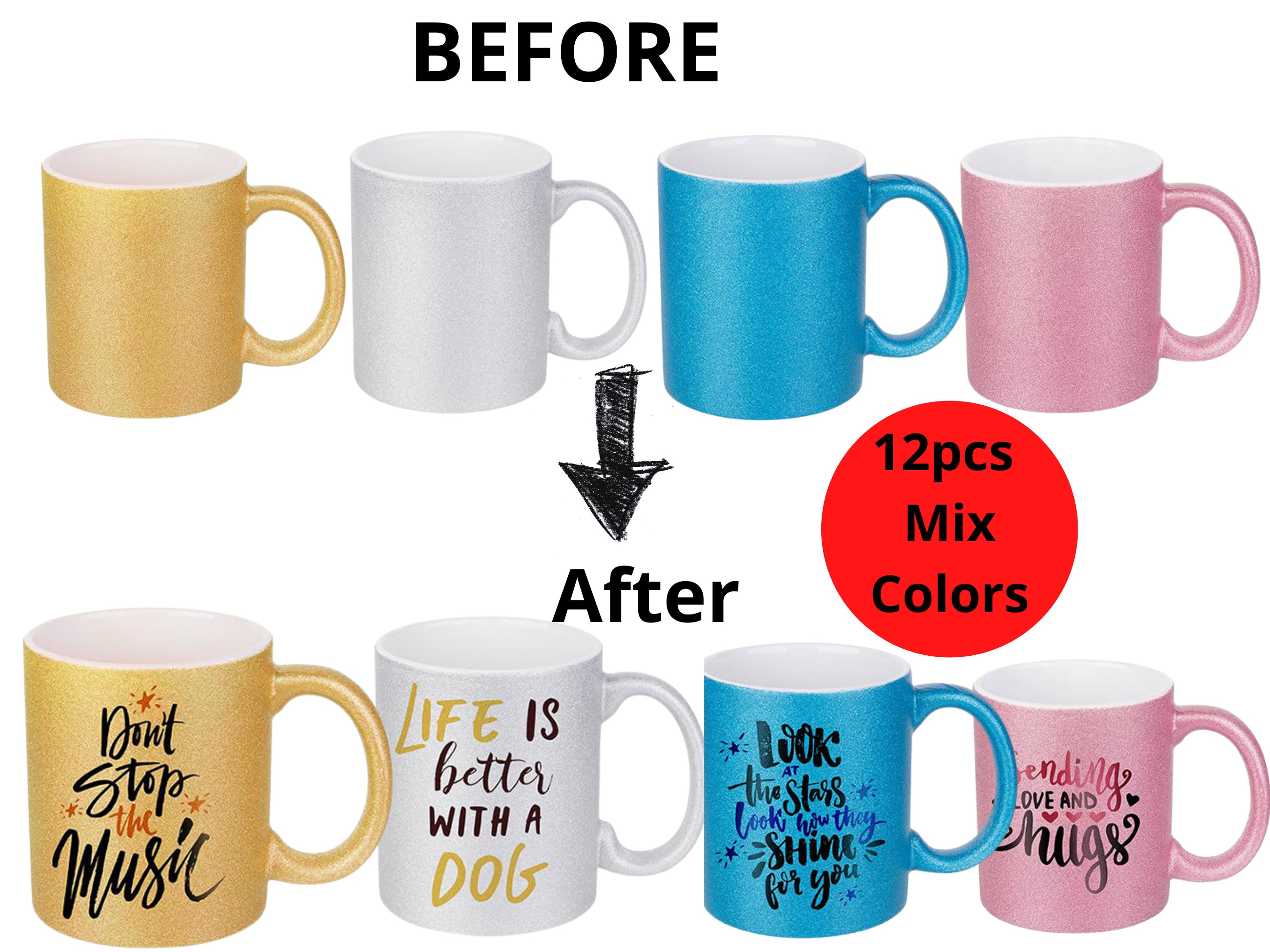 Mirror Electroplating Pink, Gold or Silver and Gold Glitter 11 Oz Coffee  Mug premium Quality Gift Mug Blank Sublimation Mirror Coffee Mug, 