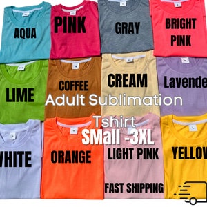 100% Polyester Adult Unisex Short Sleeve T-Shirts | Sublimation Shirt Blanks Various Colors | /Sublimation T-Shirt
