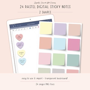 Digital Pastell Sticky Notes || Digital Planner Sticker || Goodnotes Notability || Transparent || Download