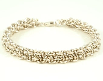 Sterling Silver Chainmaille Bracelet - Vipera Berus Weave