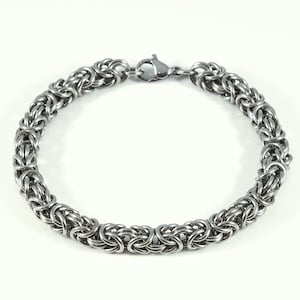 Simple Chain Bracelet Stainless Steel Byzantine Chainmaille Weave image 1