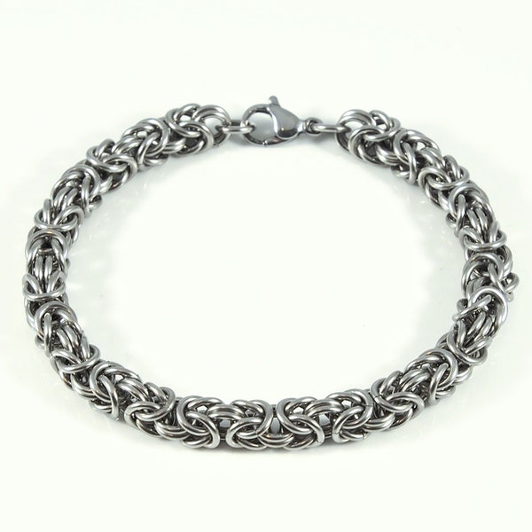 Simple Chain Bracelet - Stainless Steel - Byzantine Chainmaille Weave