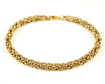 Chain Anklet - Brass - Byzantine Chainmaille Weave