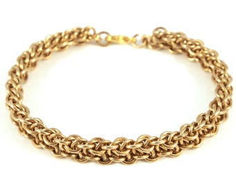 Brass Chainmaille Bracelet - Vipera Berus Weave