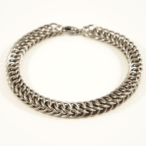 Stainless Steel Chain Bracelet - Half Persian Chainmail Weave