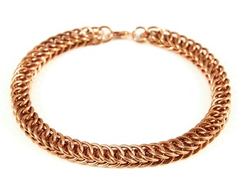 Copper Chain Bracelet - Half Persian Chainmail Weave