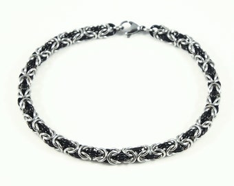 Black and Silver Chainmaille Bracelet