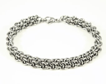 Chainmaille Anklet - Vipera Berus Weave - Stainless Steel