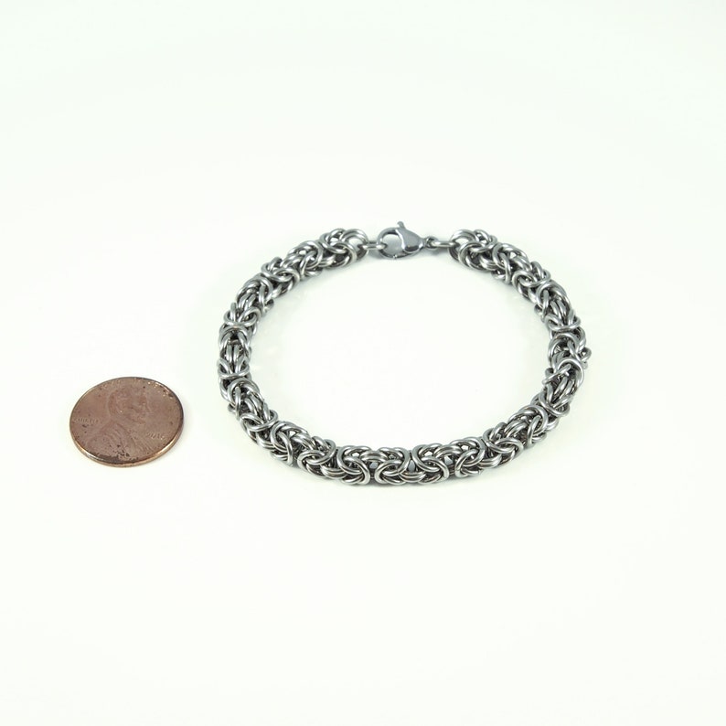 Simple Chain Bracelet Stainless Steel Byzantine Chainmaille Weave image 6