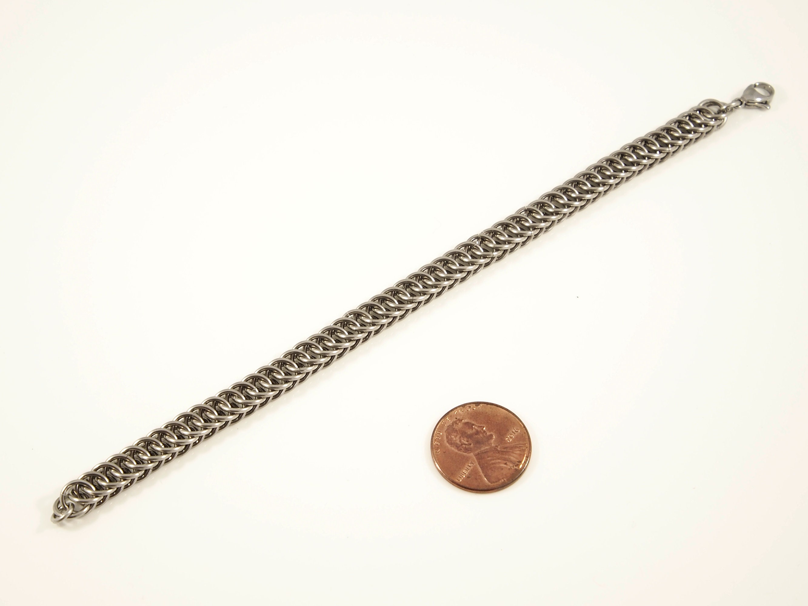 Stainless Steel Chain Bracelet Half Persian Chainmail Weave Etsy