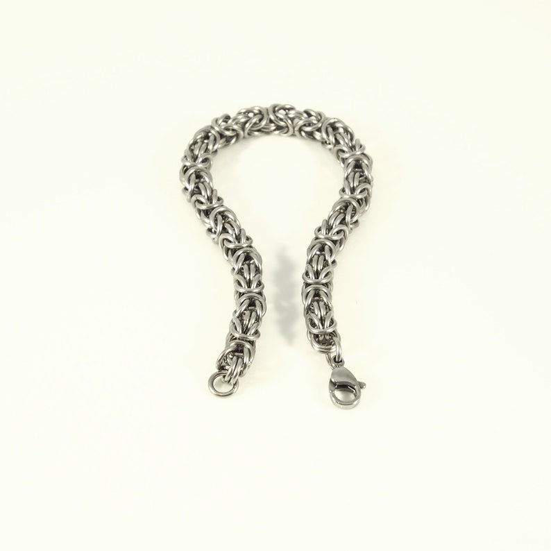 Simple Chain Bracelet Stainless Steel Byzantine Chainmaille Weave image 2