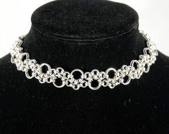 Chainmail Choker - Stainless Steel Stepping Stones Weave