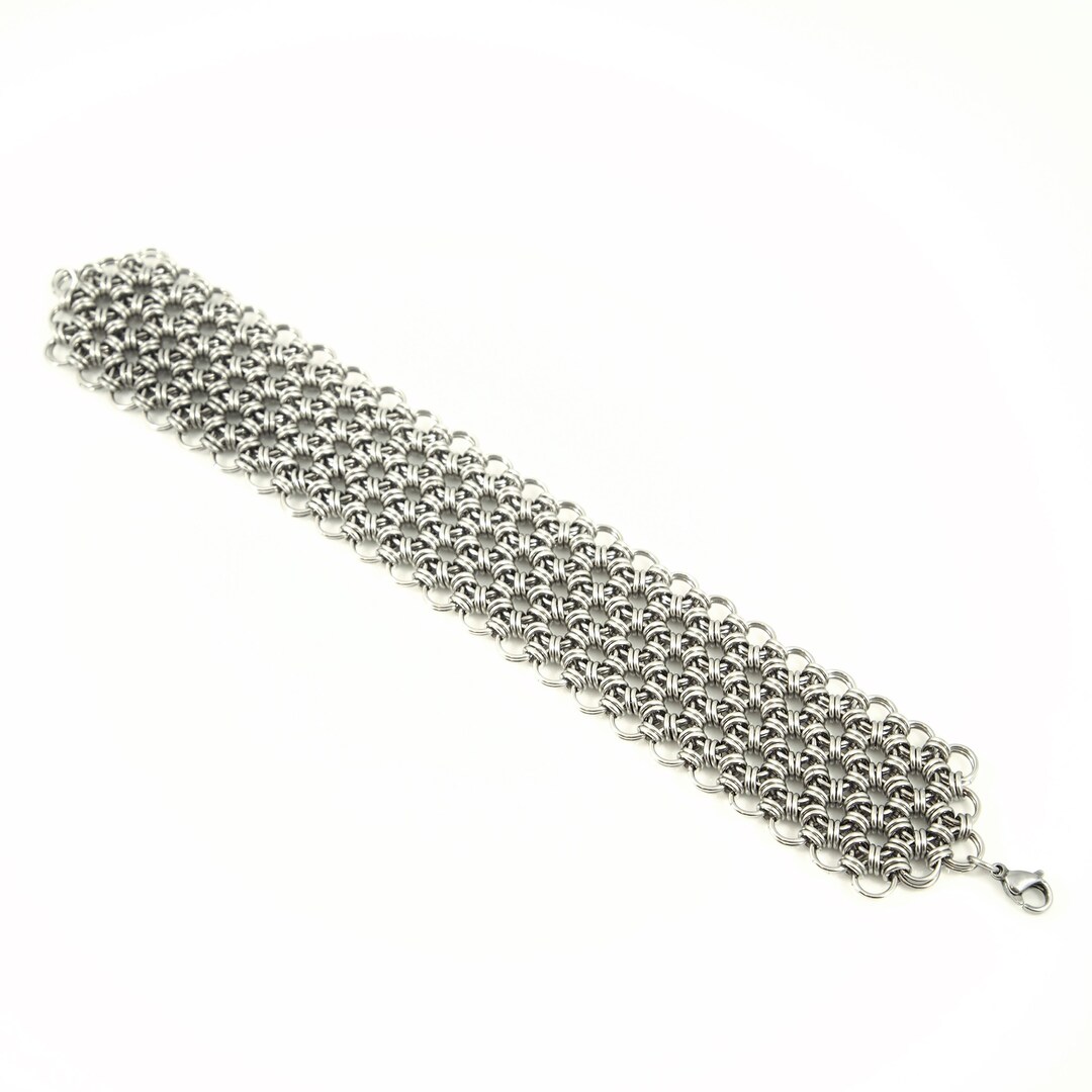 Wide Chainmail Cuff Bracelet Stainless Steel Chainmail Jewelry Etsy UK