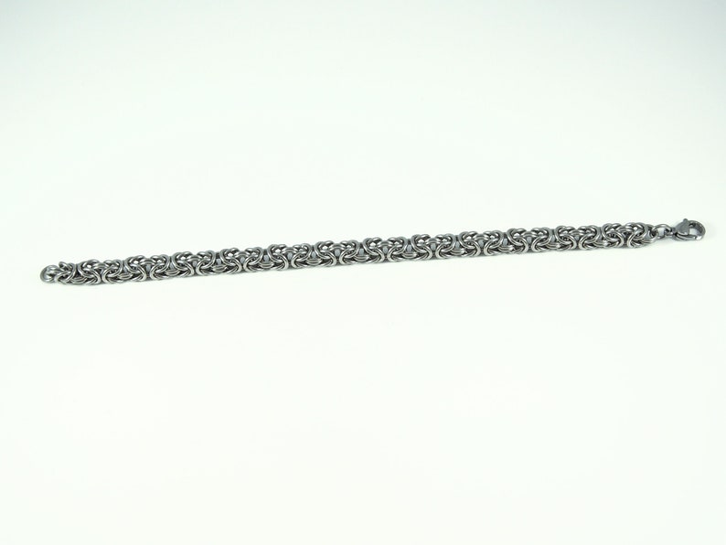 Simple Chain Bracelet Stainless Steel Byzantine Chainmaille Weave image 3