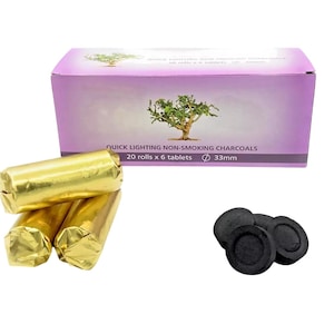 20 Rolls Perfect Quality Round Greek Orthodox Charcoal Tablets 33mm for Incense