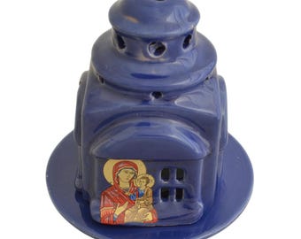 5" Greek Orthodox Byzantine Church Style Ceramic Standing Vigil Oil Lamp Lantern