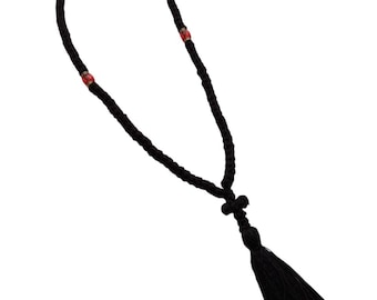 100 Knots Traditional Wool Greek Orthodox Handmade Prayer Rope Chotki Handmade Black Komboskini