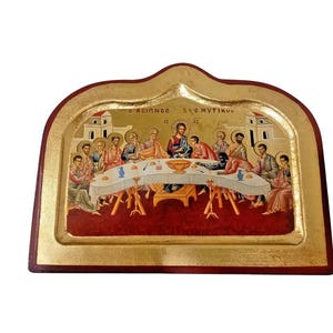 6 1/2&quot; Greek Orthodox Gilded The Last Supper Wooden Wall Mounted Icon 16.5cm