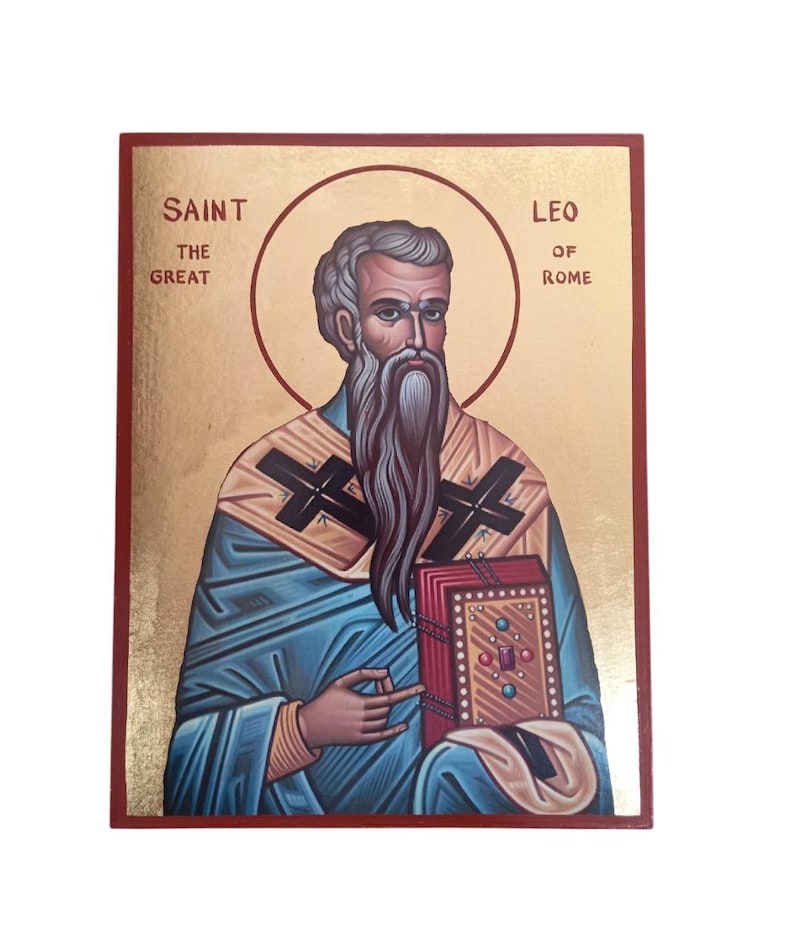 Saint Leo the Great Icon – Pope of Rome – MDF Wood – Gold Leaf Halo ...