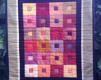 Multi-color Quilt "Fields" in a Log Cabin Design