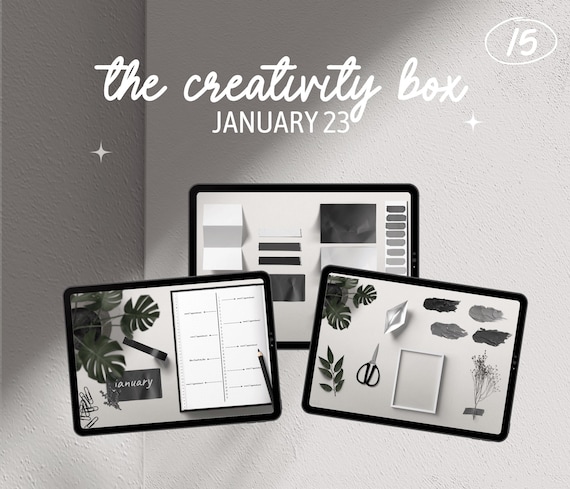 Nr 15 - The Creativity Box - January 2023 - Digital planner, digital stickers, realistic stickers, digital journaling, PNG, Clip art bullet