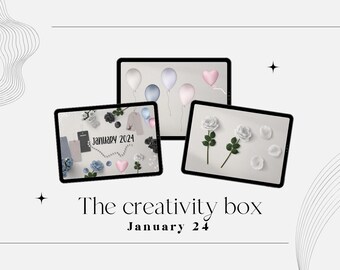 Nr 27 - The Creativity Box - January 2024 - Digital planner, digital stickers, realistic stickers, digital journaling, PNG, Clip art bullet