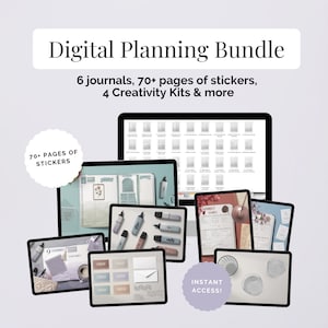 Digital Planner Bundle, Realistic Journals and Realistic Digital Stickers, Portrait, Perfect for bullet journaling | The Big Boom Bundle