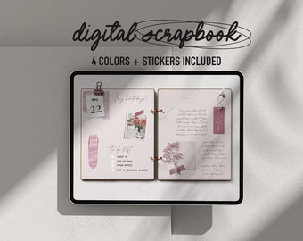 Digital Scrapbook Binder, Pastel digital junk journal, Photo Album, Memory Keeper, Digital Journal, Colourful Notebook, Realistic torn paper