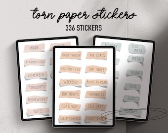 Digital Stickers, Torn Paper Stickers, iPad planner, Digital Planner, goodnotes planner, sticker book, Cute Planner Stickers, stickers pack